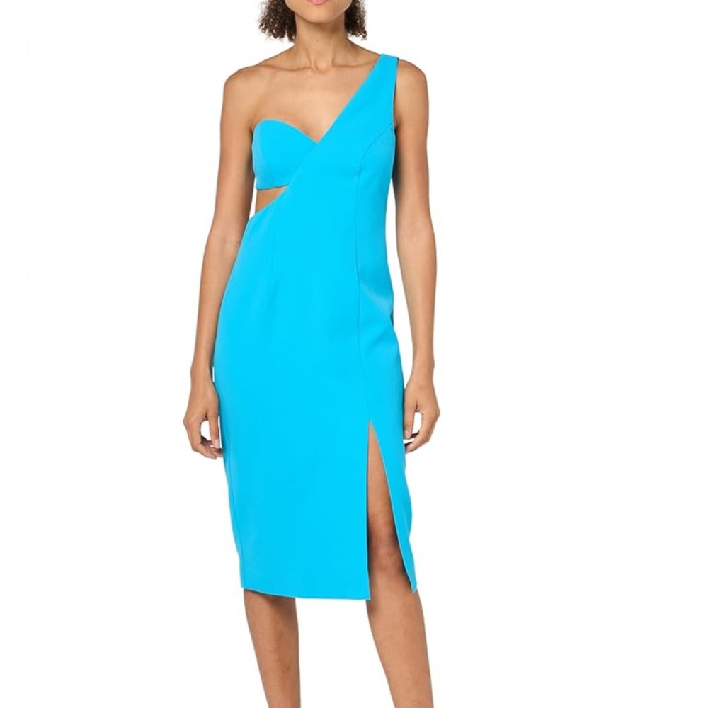 BCBG Maxaria  Blue Midi Dress with Side Slit